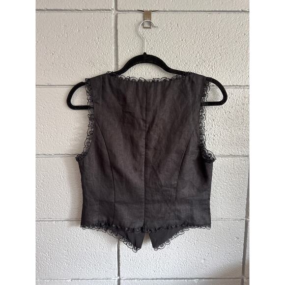 Women's Kourt Giogia Linen Bow Top in Black size 6 Coquette Whimsigoth Girly - Picture 5 of 6